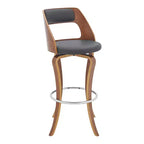HomeRoots 29 Gray And Brown Faux Leather Swivel Bar Height Bar Chair