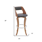 Chaise de bar pivotante HomeRoots 29 en similicuir gris et marron