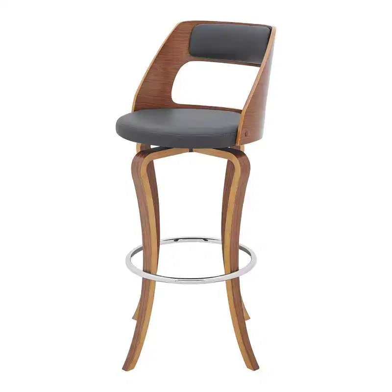 Chaise de bar pivotante HomeRoots 29 en similicuir gris et marron