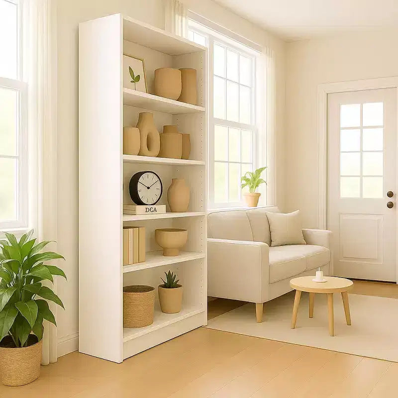 Étagère de rangement à 5 niveaux - Bibliothèque ouverte à 5 étagères avec kit de sécurité anti-basculement pour salon, bureau à domicile et chambre à coucher