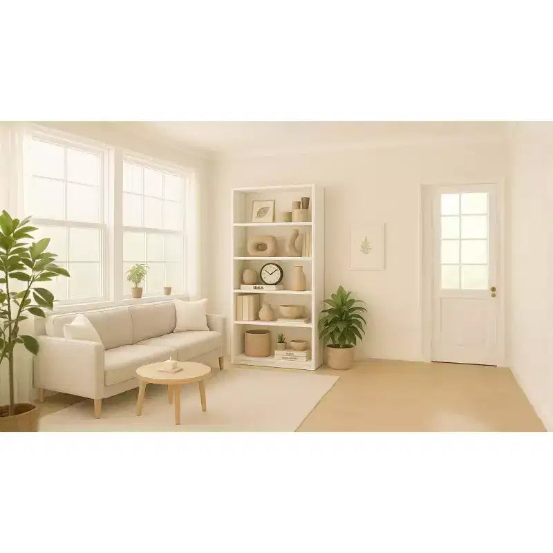 Étagère de rangement à 5 niveaux - Bibliothèque ouverte à 5 étagères avec kit de sécurité anti-basculement pour salon, bureau à domicile et chambre à coucher