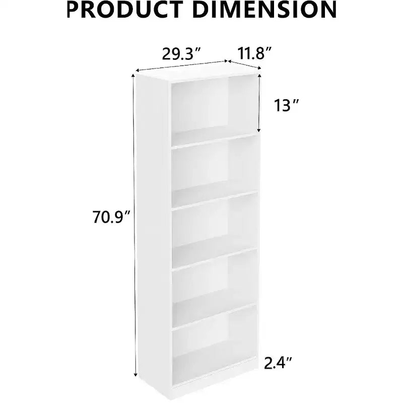 Étagère de rangement à 5 niveaux - Bibliothèque ouverte à 5 étagères avec kit de sécurité anti-basculement pour salon, bureau à domicile et chambre à coucher