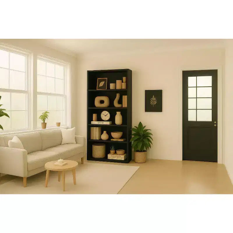 Étagère de rangement à 5 niveaux - Bibliothèque ouverte à 5 étagères avec kit de sécurité anti-basculement pour salon, bureau à domicile et chambre à coucher