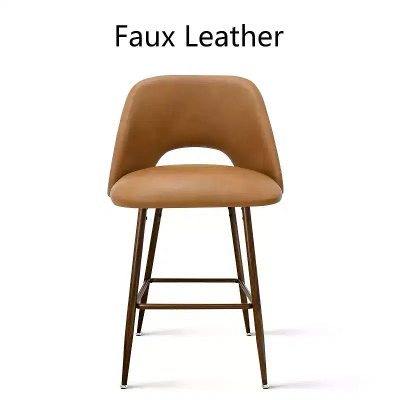 Lot de 2 tabourets de bar à hauteur de comptoir mi-siècle en similicuir, 26 chaises d'îlot de cuisine avec pieds en métal finition noyer - Panipeachy