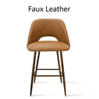 Lot de 2 tabourets de bar à hauteur de comptoir mi-siècle en similicuir, 26 chaises d'îlot de cuisine avec pieds en métal finition noyer - Panipeachy
