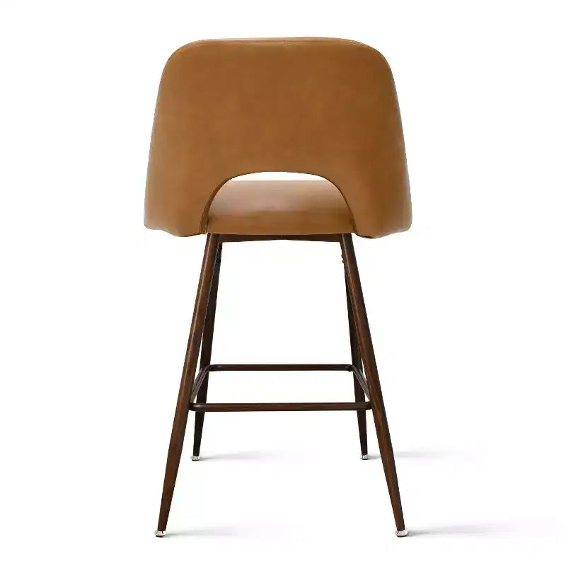 Lot de 2 tabourets de bar à hauteur de comptoir mi-siècle en similicuir, 26 chaises d'îlot de cuisine avec pieds en métal finition noyer - Panipeachy