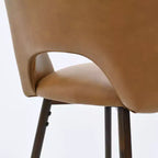 Lot de 2 tabourets de bar à hauteur de comptoir mi-siècle en similicuir, 26 chaises d'îlot de cuisine avec pieds en métal finition noyer - Panipeachy