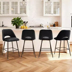 Lot de 2 tabourets de bar à hauteur de comptoir mi-siècle en similicuir, 26 chaises d'îlot de cuisine avec pieds en métal finition noyer - Panipeachy