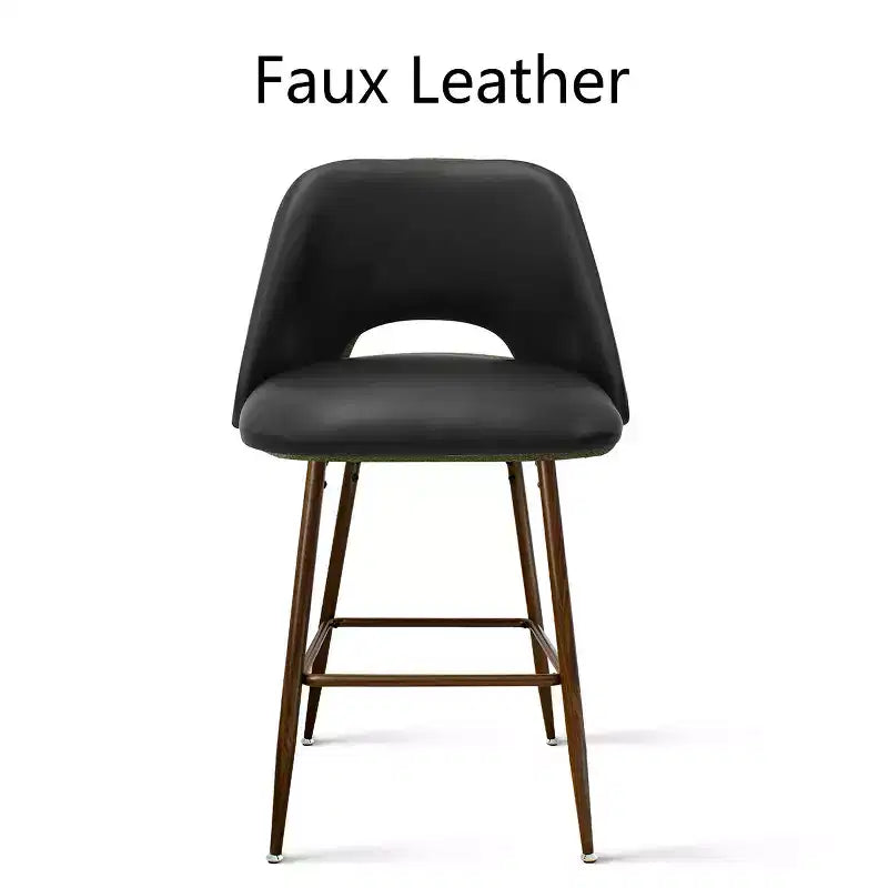Lot de 2 tabourets de bar à hauteur de comptoir mi-siècle en similicuir, 26 chaises d'îlot de cuisine avec pieds en métal finition noyer - Panipeachy