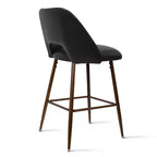 Lot de 2 tabourets de bar à hauteur de comptoir mi-siècle en similicuir, 26 chaises d'îlot de cuisine avec pieds en métal finition noyer - Panipeachy