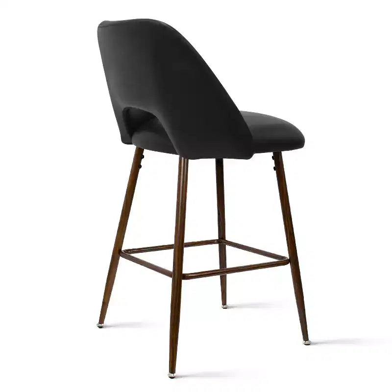 Lot de 2 tabourets de bar à hauteur de comptoir mi-siècle en similicuir, 26 chaises d'îlot de cuisine avec pieds en métal finition noyer - Panipeachy