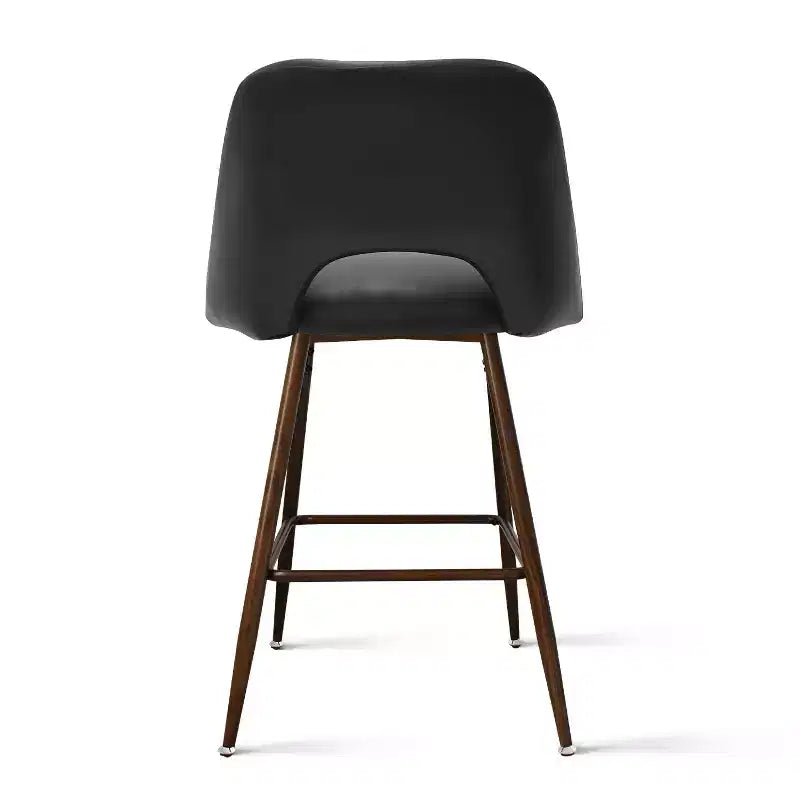 Lot de 2 tabourets de bar à hauteur de comptoir mi-siècle en similicuir, 26 chaises d'îlot de cuisine avec pieds en métal finition noyer - Panipeachy