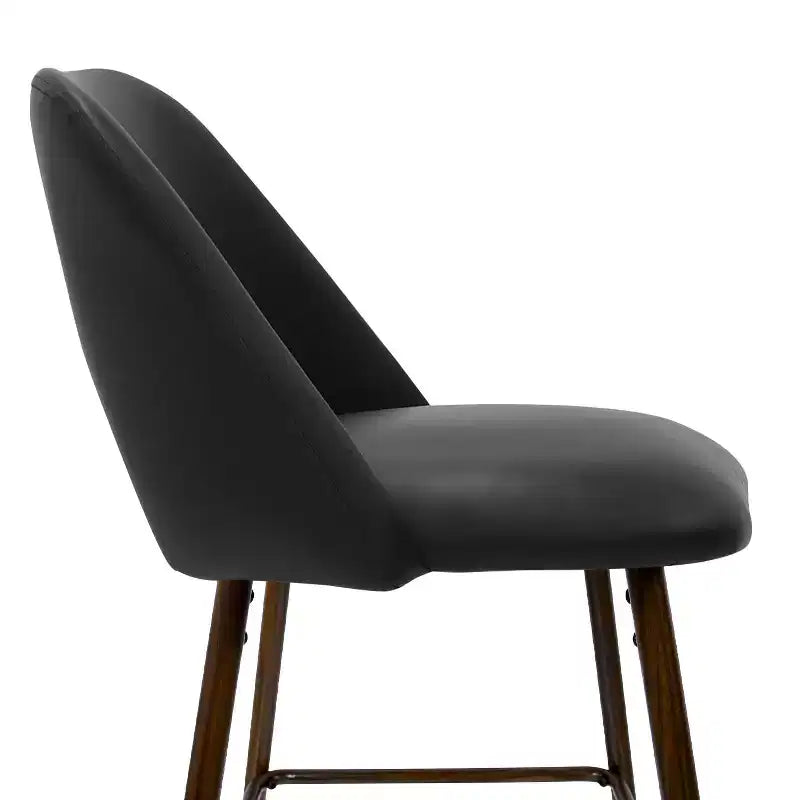 Lot de 2 tabourets de bar à hauteur de comptoir mi-siècle en similicuir, 26 chaises d'îlot de cuisine avec pieds en métal finition noyer - Panipeachy