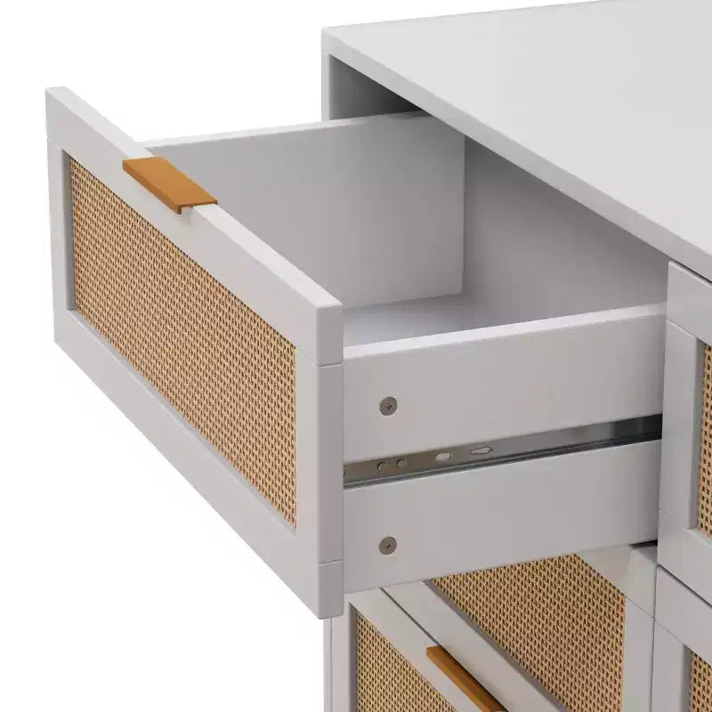 JVNOXK 43.316-Tiroirs Meuble de rangement en rotin, pour chambre à coucher, salon, blanc