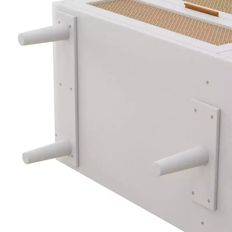 JVNOXK 43.316-Tiroirs Meuble de rangement en rotin, pour chambre à coucher, salon, blanc