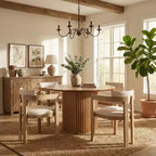 Ensemble de salle à manger rond moderne 5 pièces Christopher Knight Home Shankar avec chaises rembourrées en bois d'hévéa