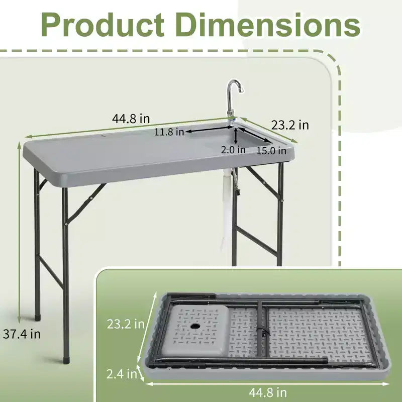 Table de nettoyage de poisson pliante Karl Home de 113,8 cm pour terrasse