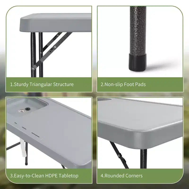 Table de nettoyage de poisson pliante Karl Home de 113,8 cm pour terrasse