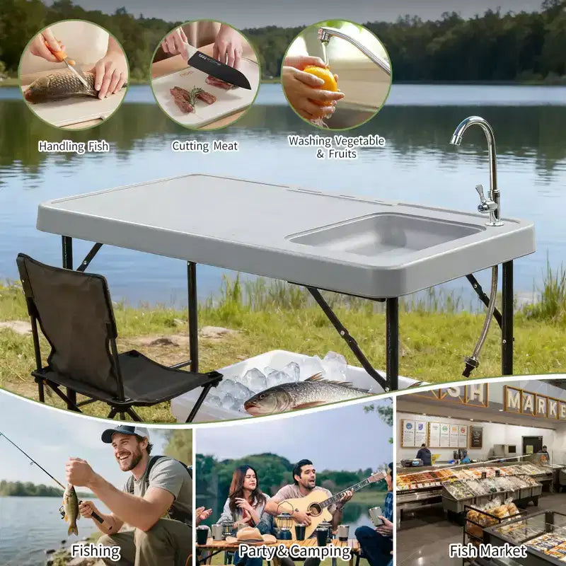 Table de nettoyage de poisson pliante Karl Home de 113,8 cm pour terrasse