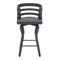 HomeRoots 25 Gray And Black Faux Leather And Iron Swivel Low Back Counter Height Bar Chair