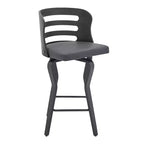 HomeRoots Chaise de bar pivotante basse en similicuir et fer gris et noir 25 po pour comptoir