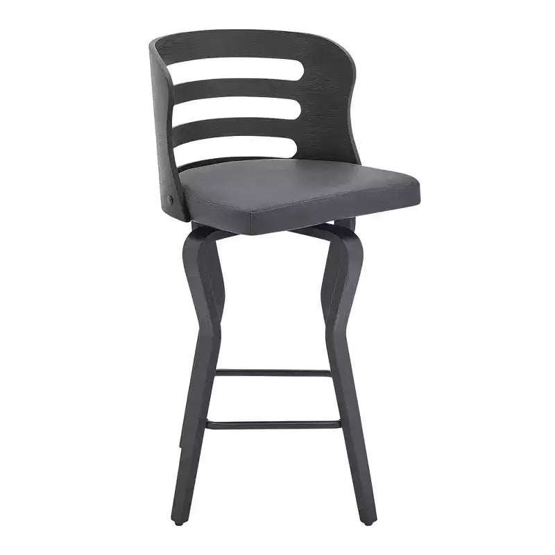HomeRoots Chaise de bar pivotante basse en similicuir et fer gris et noir 25 po pour comptoir