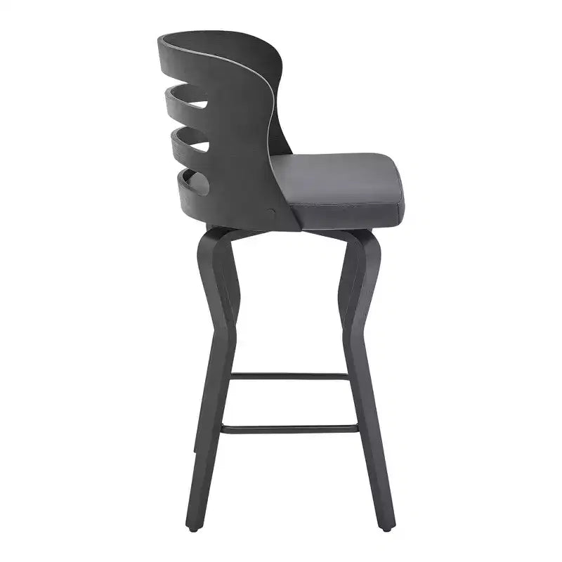 HomeRoots Chaise de bar pivotante basse en similicuir et fer gris et noir 25 po pour comptoir