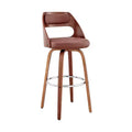 HomeRoots 26 Brown Faux Leather Swivel Counter Height Bar Chair