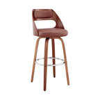 HomeRoots 26 Brown Faux Leather Swivel Counter Height Bar Chair