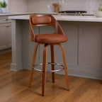 Tabouret de bar pivotant HomeRoots 26, en similicuir marron, hauteur comptoir
