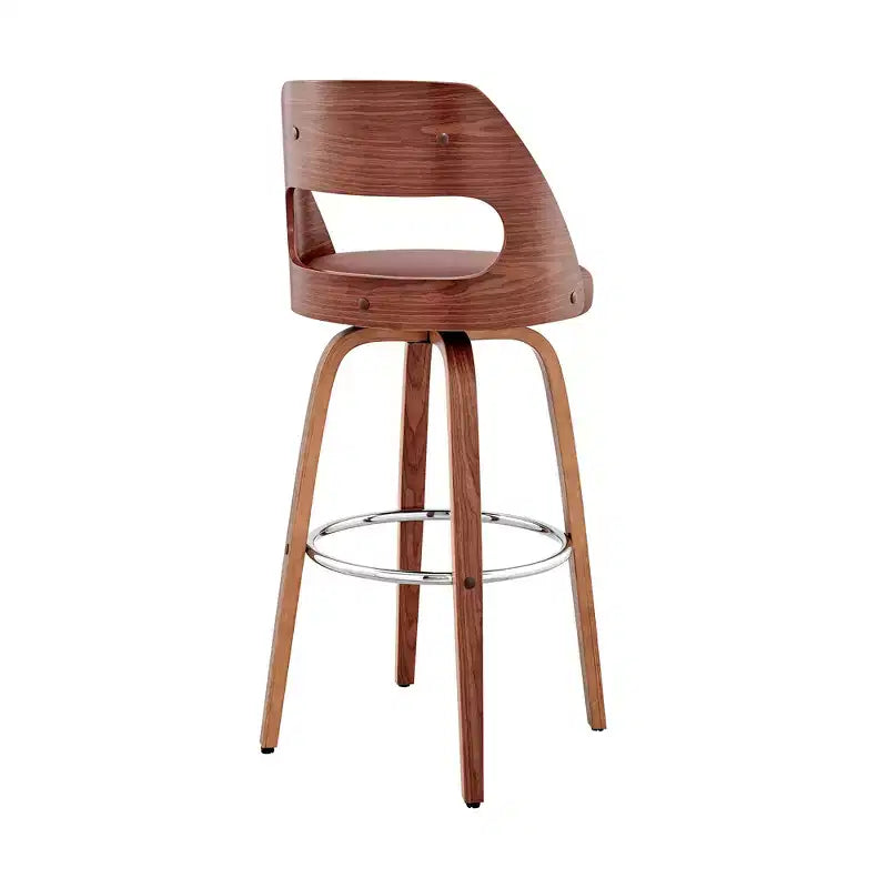 Tabouret de bar pivotant HomeRoots 26, en similicuir marron, hauteur comptoir