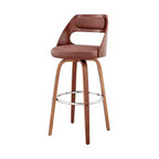 Tabouret de bar pivotant HomeRoots 26, en similicuir marron, hauteur comptoir