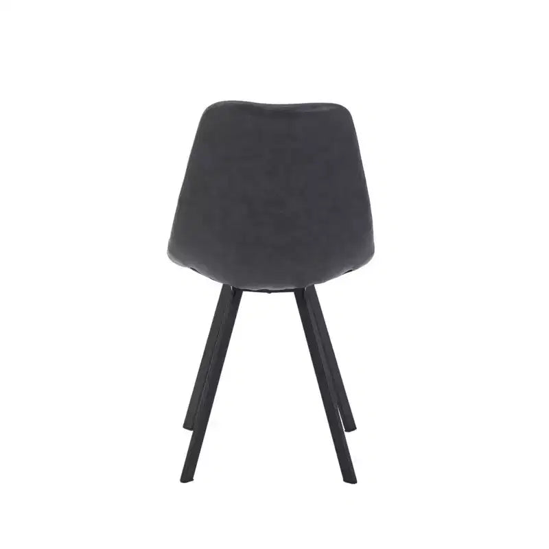 LeisureMod Markley Chaise de salle à manger moderne en cuir, assise rembourrée, pieds en métal, design élégant pour cuisine, salle à manger, bureau, salon ou café