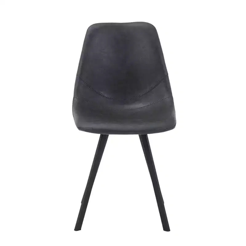 LeisureMod Markley Chaise de salle à manger moderne en cuir, assise rembourrée, pieds en métal, design élégant pour cuisine, salle à manger, bureau, salon ou café