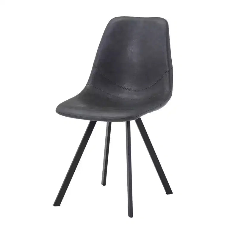 LeisureMod Markley Chaise de salle à manger moderne en cuir, assise rembourrée, pieds en métal, design élégant pour cuisine, salle à manger, bureau, salon ou café