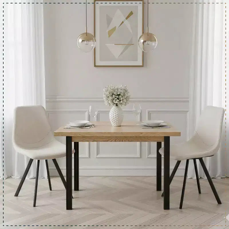 LeisureMod Markley Chaise de salle à manger moderne en cuir, assise rembourrée, pieds en métal, design élégant pour cuisine, salle à manger, bureau, salon ou café