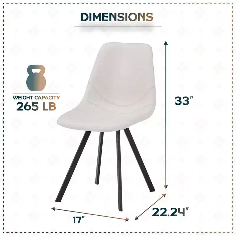 LeisureMod Markley Chaise de salle à manger moderne en cuir, assise rembourrée, pieds en métal, design élégant pour cuisine, salle à manger, bureau, salon ou café