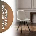 LeisureMod Markley Chaise de salle à manger moderne en cuir, assise rembourrée, pieds en métal, design élégant pour cuisine, salle à manger, bureau, salon ou café