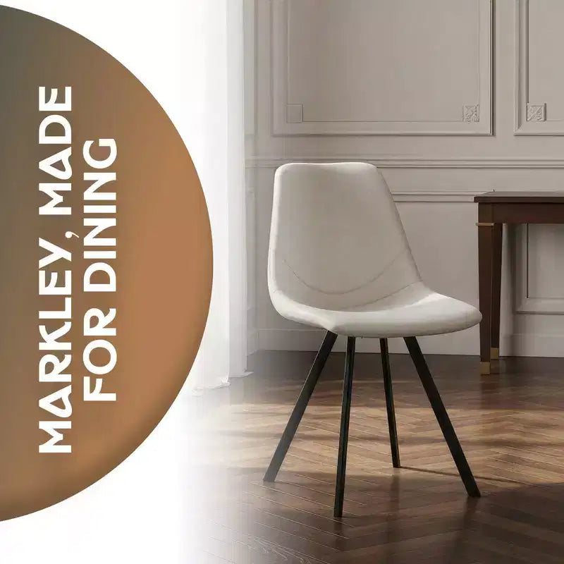 LeisureMod Markley Chaise de salle à manger moderne en cuir, assise rembourrée, pieds en métal, design élégant pour cuisine, salle à manger, bureau, salon ou café
