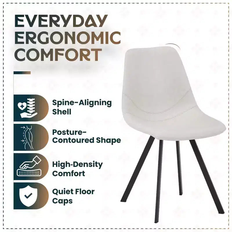 LeisureMod Markley Chaise de salle à manger moderne en cuir, assise rembourrée, pieds en métal, design élégant pour cuisine, salle à manger, bureau, salon ou café