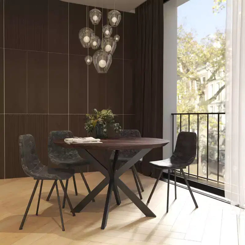 LeisureMod Markley Chaise de salle à manger moderne en cuir, assise rembourrée, pieds en métal, design élégant pour cuisine, salle à manger, bureau, salon ou café