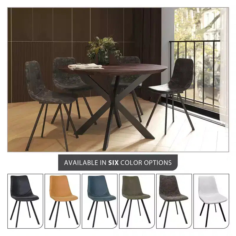 LeisureMod Markley Chaise de salle à manger moderne en cuir, assise rembourrée, pieds en métal, design élégant pour cuisine, salle à manger, bureau, salon ou café