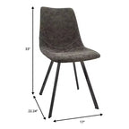 LeisureMod Markley Chaise de salle à manger moderne en cuir, assise rembourrée, pieds en métal, design élégant pour cuisine, salle à manger, bureau, salon ou café