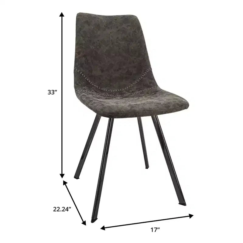 LeisureMod Markley Chaise de salle à manger moderne en cuir, assise rembourrée, pieds en métal, design élégant pour cuisine, salle à manger, bureau, salon ou café