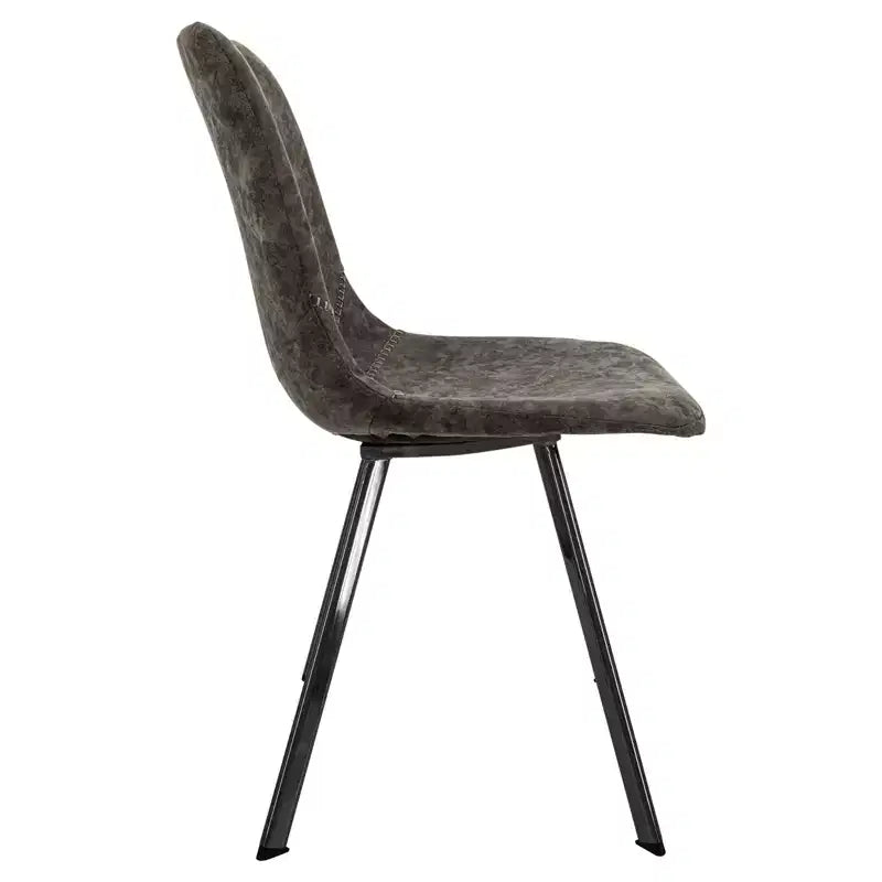 LeisureMod Markley Chaise de salle à manger moderne en cuir, assise rembourrée, pieds en métal, design élégant pour cuisine, salle à manger, bureau, salon ou café