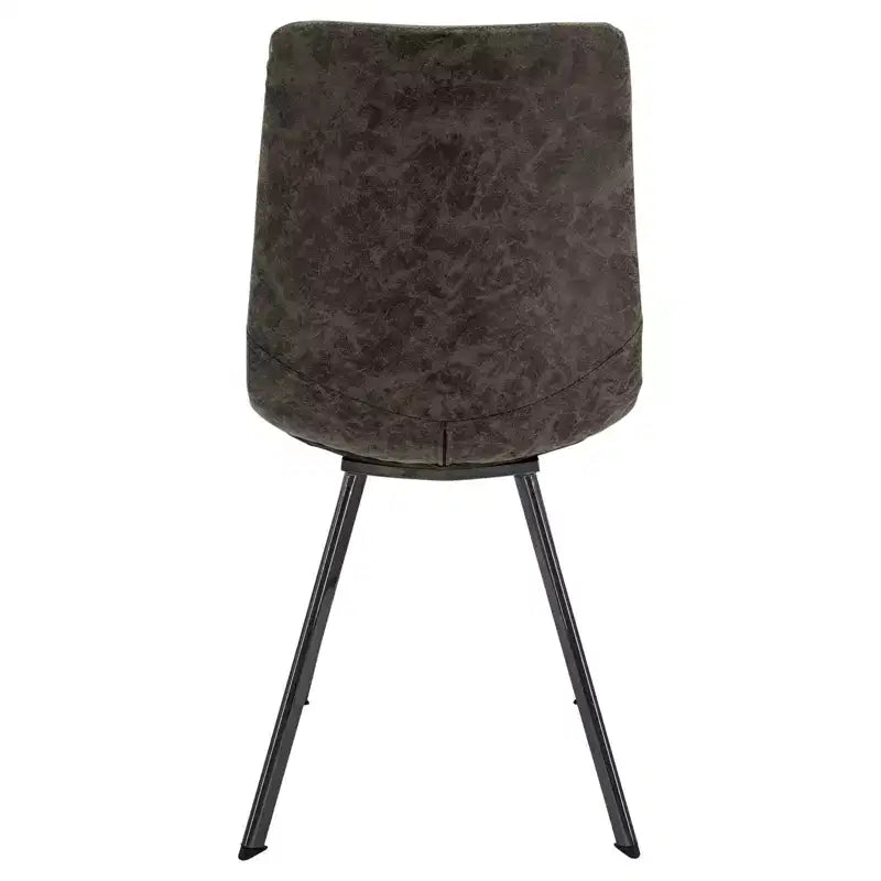 LeisureMod Markley Chaise de salle à manger moderne en cuir, assise rembourrée, pieds en métal, design élégant pour cuisine, salle à manger, bureau, salon ou café