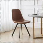 LeisureMod Markley Chaise de salle à manger moderne en cuir, assise rembourrée, pieds en métal, design élégant pour cuisine, salle à manger, bureau, salon ou café