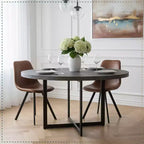 LeisureMod Markley Chaise de salle à manger moderne en cuir, assise rembourrée, pieds en métal, design élégant pour cuisine, salle à manger, bureau, salon ou café