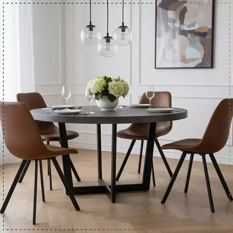 LeisureMod Markley Chaise de salle à manger moderne en cuir, assise rembourrée, pieds en métal, design élégant pour cuisine, salle à manger, bureau, salon ou café