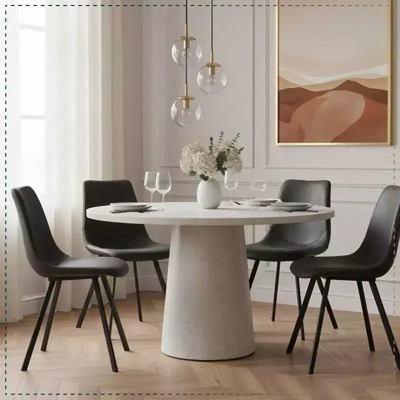 LeisureMod Markley Chaise de salle à manger moderne en cuir, assise rembourrée, pieds en métal, design élégant pour cuisine, salle à manger, bureau, salon ou café